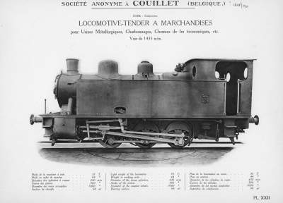 <b>Locomotive-tender à marchandises</b><br>pour Usines Métallurgiques, Charbonnages, Chemins de fer économiques, etc.<br>Voie de 1435 m/m
